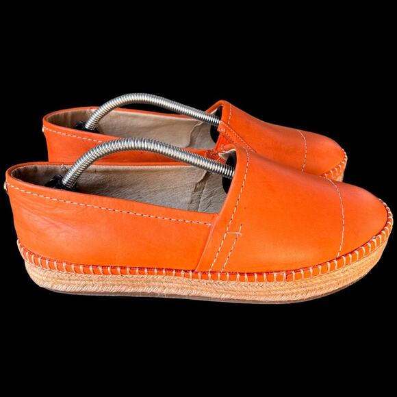 a.M Women's Size 9 Orange Leather Espadrilles Flats Mexico Comfort Casual - Picture 7 of 14